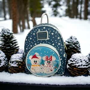 Disney x Loungefly Mickey & Minnie Snowman Mini Backpack